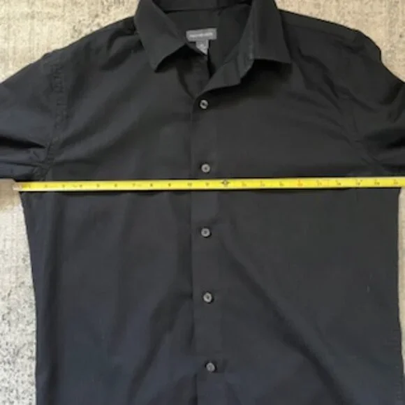 🧡3/15 Van Heusen Black Cotton Blend Button Down Shirt Men's S/P 14-141/2 - Picture 3 of 10